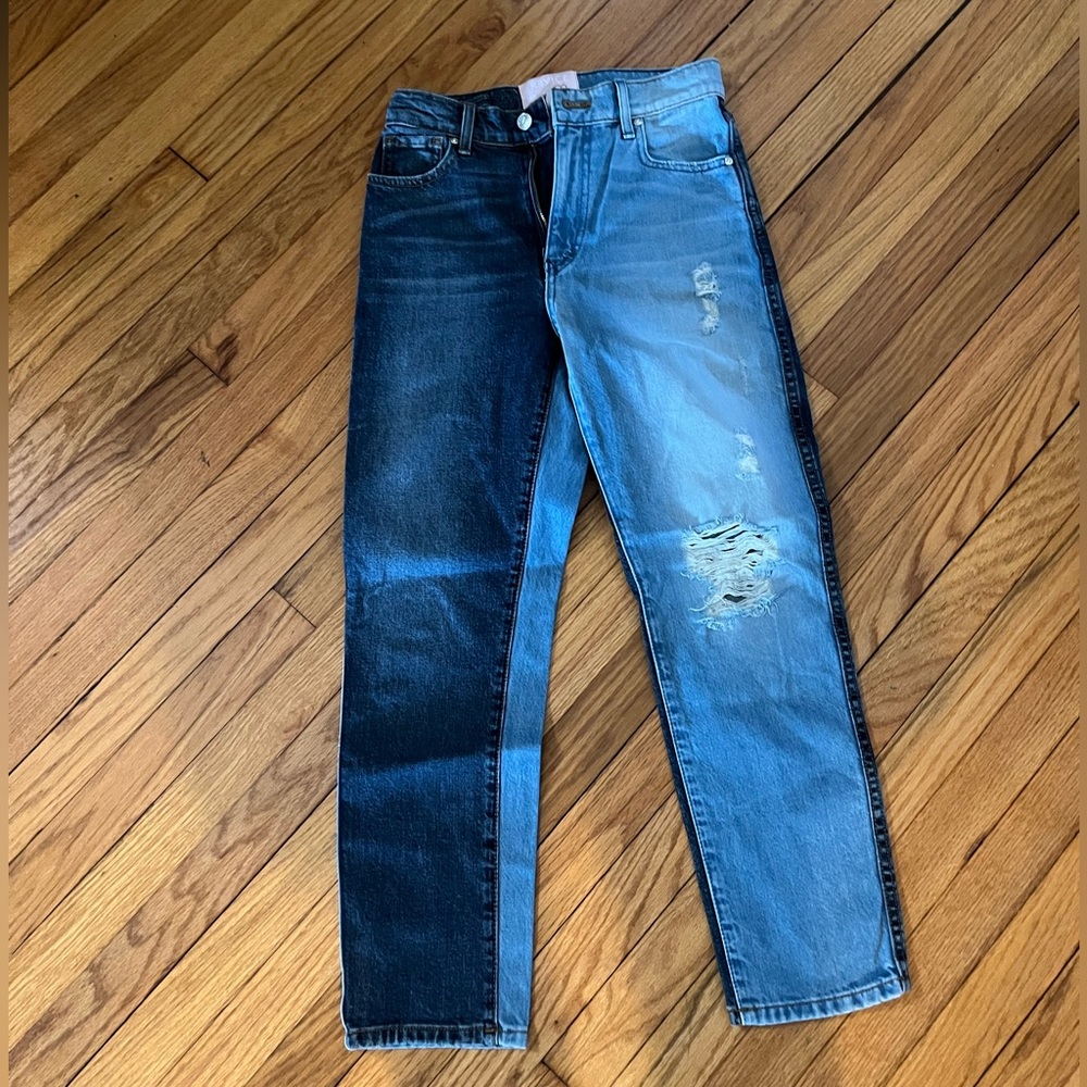 Revice Two Toned high waist distressed jeans size 26 - EUC